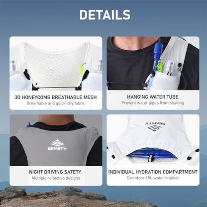 Running Hydration Vest 5L, Running Backpack with 2x500ml Soft Flask - color: White, size: Large