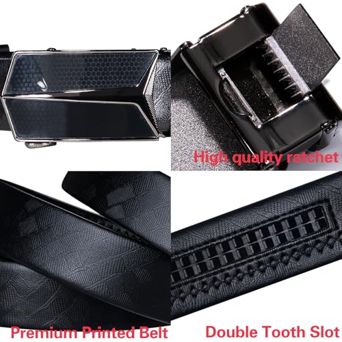 Dubulle Mens Ratchet Belt Gold Click Buckle Adjustable Leather Belts - color: Black Arrow Buckle, size: Adjustable from 36" to 45" Waist
