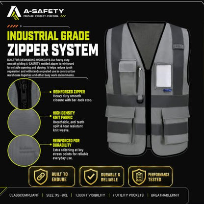 A-SAFETY XSmall grey manager vest work - color: Grey, size: X-Small