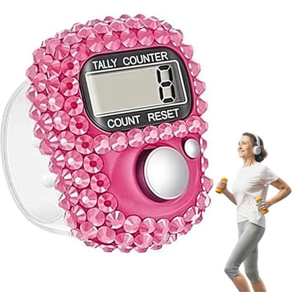 Electronic Tally Counter with Display, Resettable Portable Electronic Finger Counter for Golf, Track and Field, Lap Counting - color: Pink