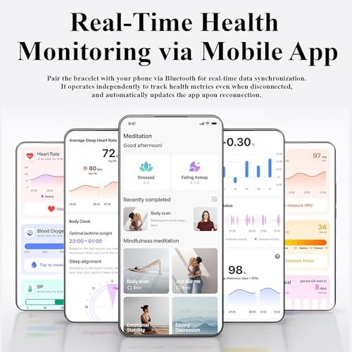 Smart Bracelet Health and Fitness Tracker No Subscription Fees Black - color: Black