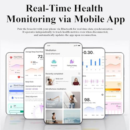 Smart Bracelet Health and Fitness Tracker No Subscription Fees Black - color: Black