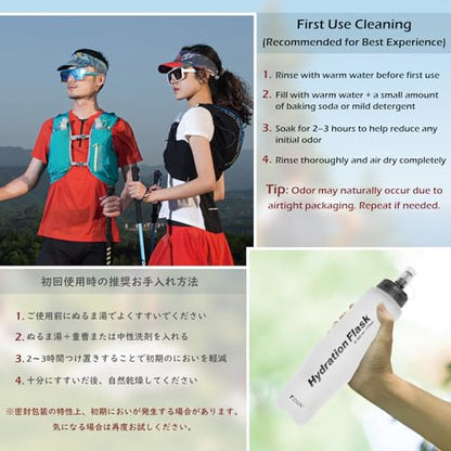 TRIWONDER Running Water Bottle Handheld Plastic Flask Hydration Vest Packs Waist Belt Replacement for Runners Marathon Cycling Hiking - color: 03 Soft Flasks - White - 500ml/16.9oz - 2 Packs