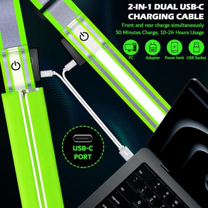 LED Reflective Night Walking Safety Gear,Adjustable Walking Light Belt, for Night Dog Walking,High Visibility Safety Lights for Walking at Night for Men Women Jogging Running Biking - color: Green