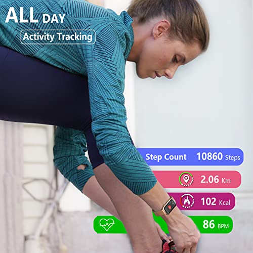 FITVII Slim Fitness Tracker with Blood Oxygen, Blood Pressure, 24/7 Heart Rate and Sleep Tracking, IP68 Waterproof Activity Trackers and Smart Watches with Step Tracker, Pedometer for Women Men - color: Pink
