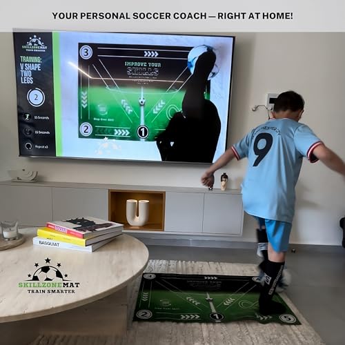 SkillZone Soccer Training Mat with Soccer Ball – Dribbling & Footwork Trainer | Indoor/Outdoor Soccer Training Kit with Interactive Video Hub, Grip Socks & Carry Bag | Control & Agility Practice - color: Flash Pink - Match Kit
