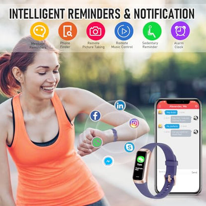 Fitness Tracker with 24/7 Heart Rate Blood Oxygen Sleep Monitor, 1.10" AMOLED Touch Screen Step Trackers, IP68 Waterproof Steps Counter Pedometer for Women Men - color: Metallic Purple