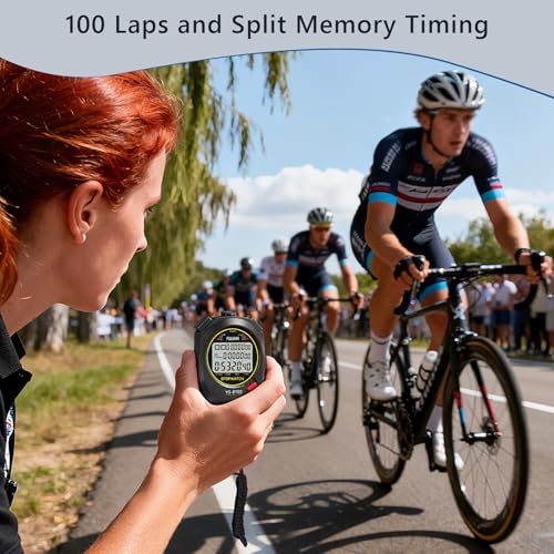 Stopwatch Timer Multi Splits/Laps Digital Stop-Watch for Sports - color: Black