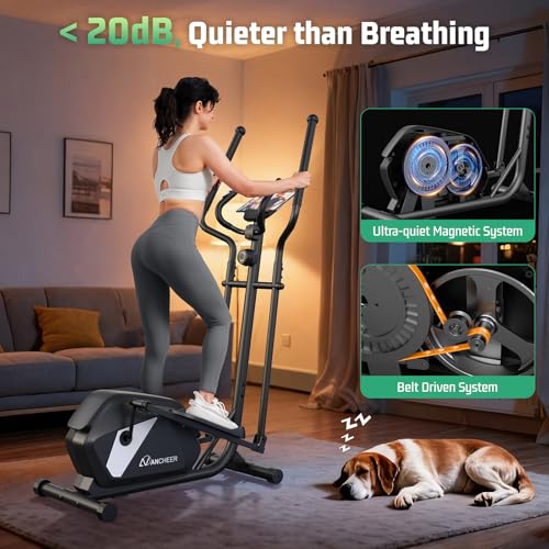 ANCHEER Elliptical Machine for Home,Hyper-Quiet Magnetic Elliptical Trainer - color: Silver