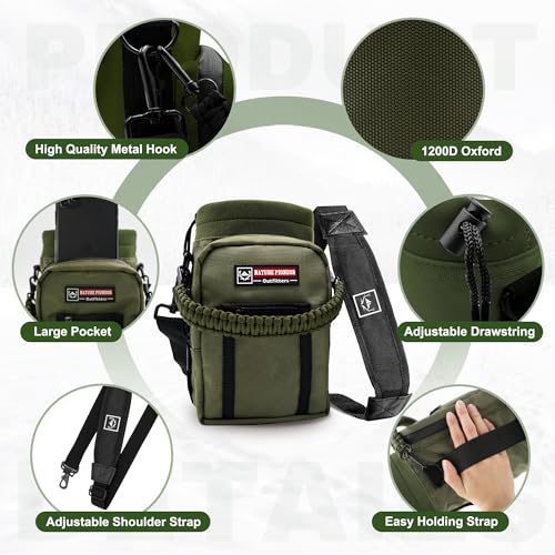 NATURE PIONEOR 64 oz Insulated Water Bottle with Carrier Bag & 3 Lids - color: Green Black, size: 64 Ounces