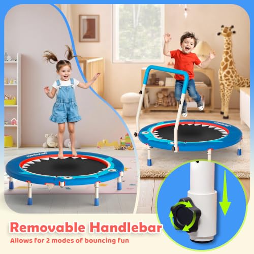 36-Inch Toddler Trampoline with Foam Handle, 3FT Foldable Mini Rebounder - color: Blue