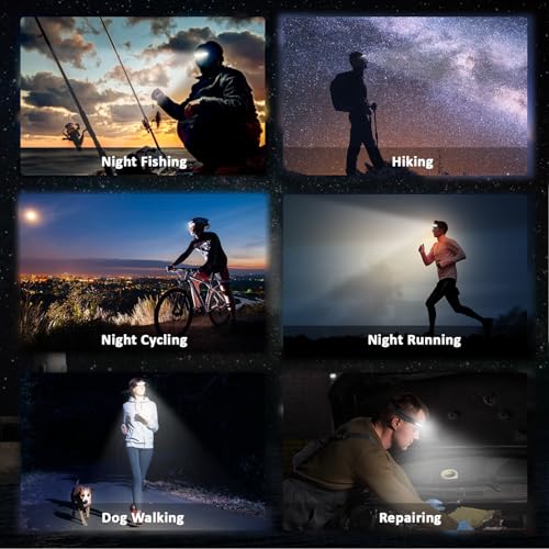 LED Headlamp Rechargeable with Motion Sensor Lamp Head light Ultra Bright - size: 3 Pack Black