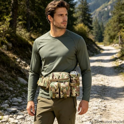 Fanny Pack Waist Bag, Lightweight Waist Pack with Detachable Water Bottle Holder & 5 Pockets, Hydration Hip Packs for Men Women Hiking Running Dog Walking Cycling Outdoor Workout Travel - CP Camo - color: CP Camo - Bottle Holder