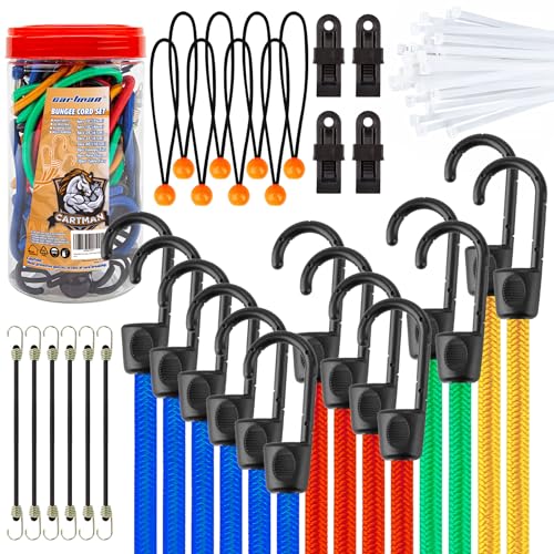 CARTMAN 32-Piece Bungee Cord Assortment with Hooks - size: 32PCS/Standard Hook