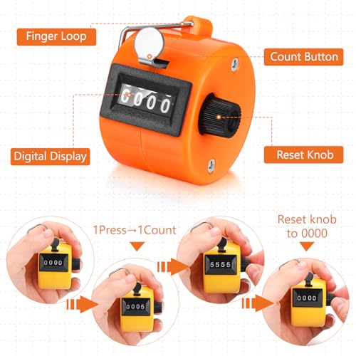 Kathfly 16 Pcs Handheld Clicker Counter 4 Digit Mechanical - color: Bright Color