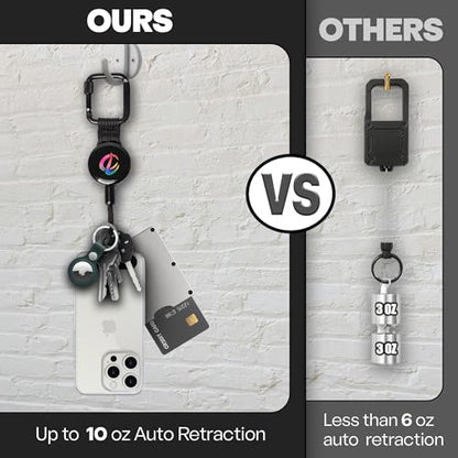 ClutchLoop Retractable Anti-Theft Phone Tether Lanyard Locking Carabiner - color: Black