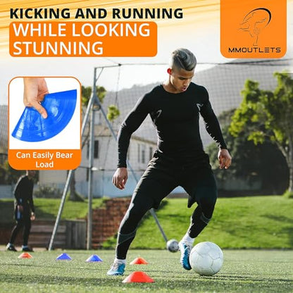 Soccer Training Cones Set, 75/50/25 Pack with Strap Holder & Carry Bag - color: Multi