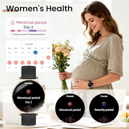 Smart Watches for Women, 1.27'' Smart Watch (Answer/Make Calls) Compatible with iPhone/Android Phones, IP68 Waterproof Fitness Tracker Watch with Sleep Monitor,100+ Sports Modes (Black) - color: Black