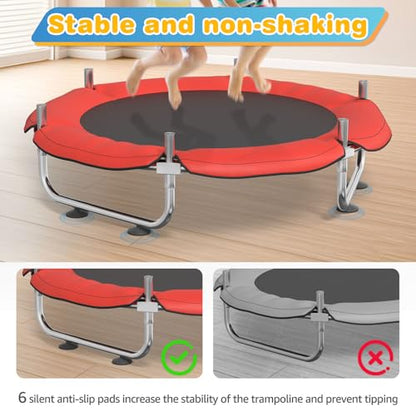 60" Trampoline for Kids with Enclosure Net, Toddler Trampolines Indoor - color: Red