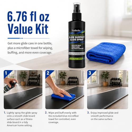 6.76 fl oz Slide Surface Glide Spray Kit, Odorless Glide Polish to Help Reduce Drag on Slide Boards, Hockey Tiles, Shooting Pads, Air Hockey & Shuffleboard Tables