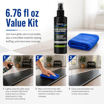 6.76 fl oz Slide Surface Glide Spray Kit, Odorless Glide Polish to Help Reduce Drag on Slide Boards, Hockey Tiles, Shooting Pads, Air Hockey & Shuffleboard Tables