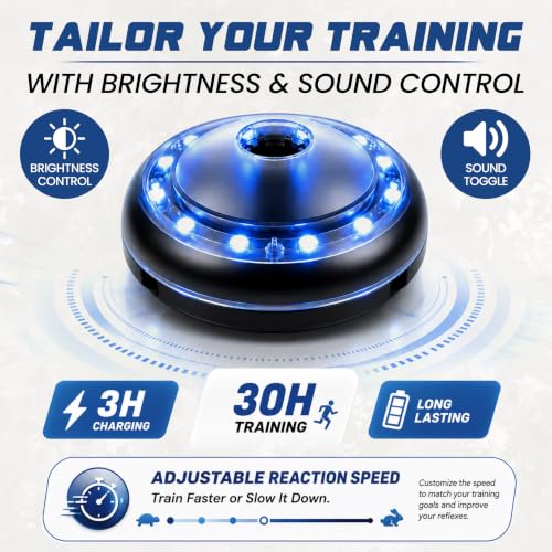 Reflexx RLT 2.1 Reaction Training Lights – Improve Reaction Time, Coordination & Focus – Adjustable Speed, Random Mode, Brightness & Sound Control – for Fitness, Rehab, Seniors & Athletes - style: Set of 1