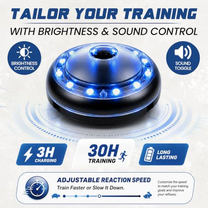 Reflexx RLT 2.1 Reaction Training Lights – Improve Reaction Time, Coordination & Focus – Adjustable Speed, Random Mode, Brightness & Sound Control – for Fitness, Rehab, Seniors & Athletes - style: Set of 1