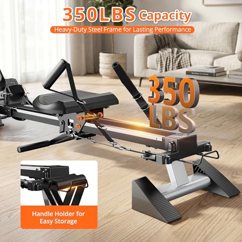 pooboo Rowing Machine for Home, Foldable Magnetic Rowing Machine - color: Wood