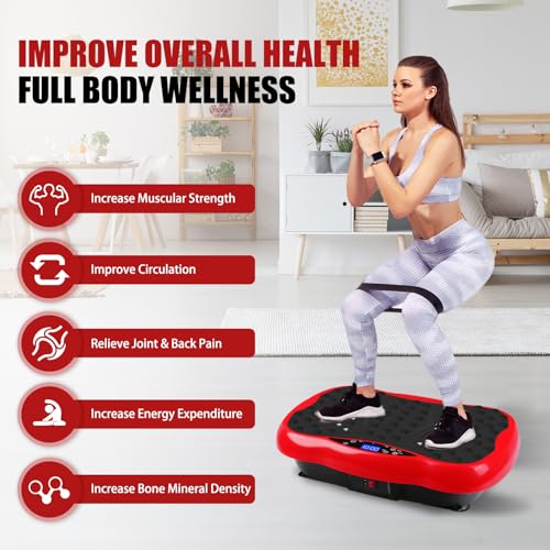 Vibration Plate Exercise Machine / Full Body / Portable / Weight Loss - color: Red