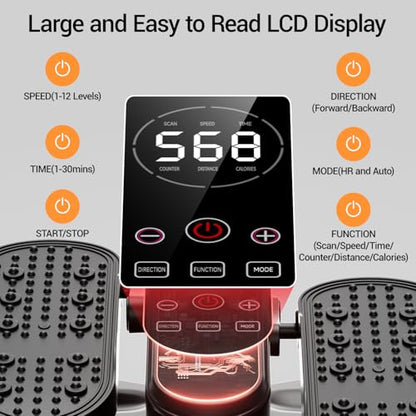 Under Desk Elliptical Machine Seated Pedal Exerciser - color: Orange