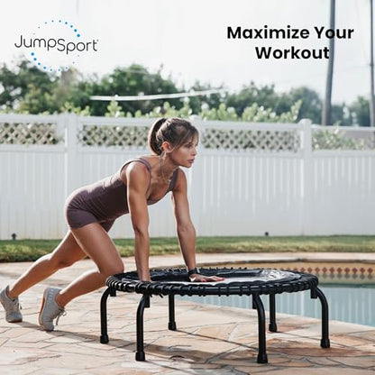 JumpSport 350 PRO 39 Inch Fitness Trampoline Indoor Rebounder Cardio Workout Equipment 300 lb Capacity - color: Graphite