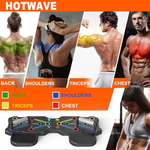 HOTWAVE Push Up Board, Portable Pushup Board & Plank Trainer, Push Up Bar - color: Black