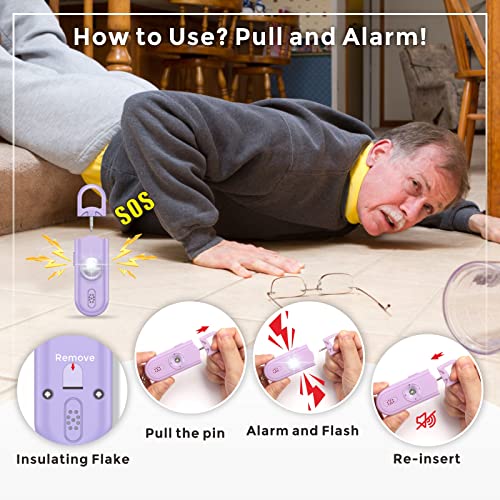 Safe Sound Personal Safety Alarm for Women, 130 dB Loud Siren with SOS Strobe Light, Flashlight, Safety Alarm Key Chain Helps Girls, Men, Children, Elders Emergency Call - color: Purple