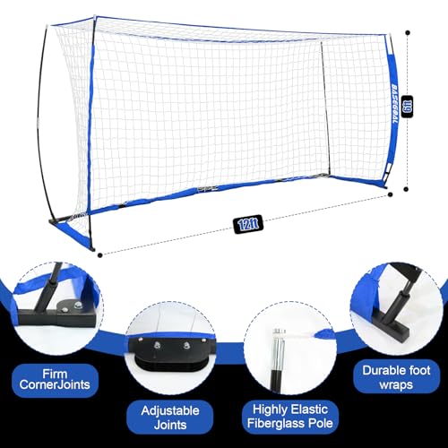 BaseGoal Soccer Goal for Backyard,with Bow Frame and Agility Ladder - size: 12x6 ft