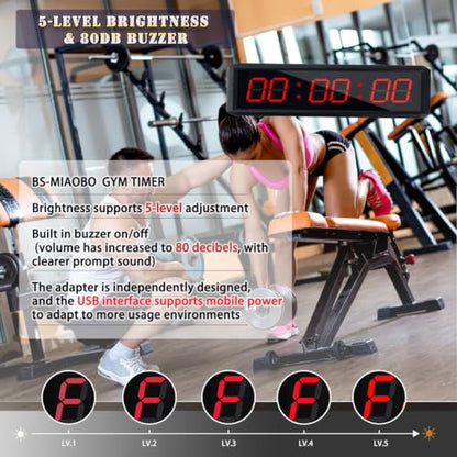 Independent Button Type 1.5-inch Fitness Room Rest Timer, Suitable for Gym Exercise/School/Home Exercise/Boxing Gym/Indoor Rock Climbing (1.5 inch 6-Digit red)