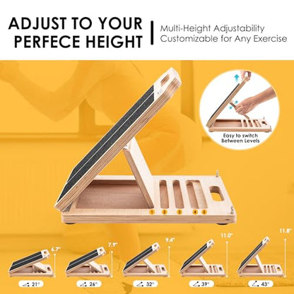 Wooden Slant Board for Calf Stretching,Adjustabl
