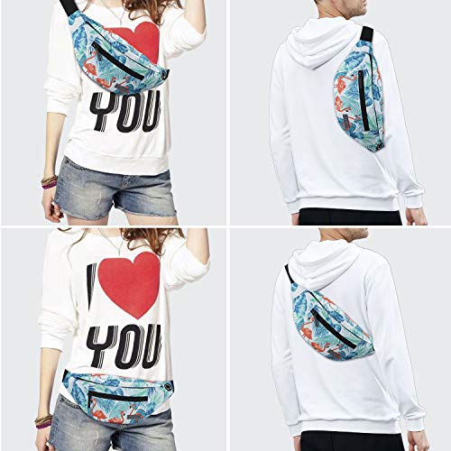Large Fanny Pack Belt Bag with Adjustable Straps Waist Pack for Men Women - color: Flamingo Green