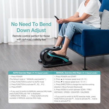 Under Desk Elliptical Exerciser Machine for Senior, Quiet for Home & Office