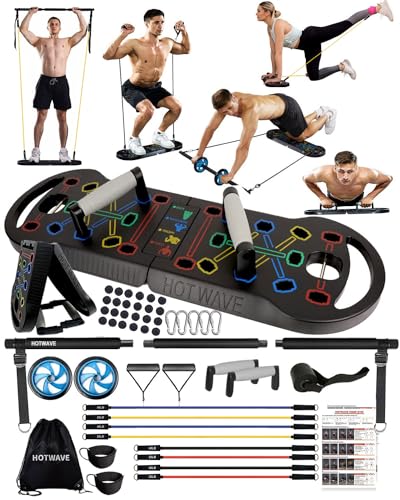 HOTWAVE Push Up Board, Portable PushUp Board, Foldable 20 in 1 Push Up Bar - color: Black