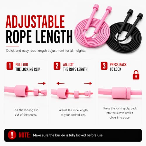 Adjustable Jump Rope for Fitness & Exercise, 2 Pack Portable Skipping Rope