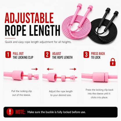 Adjustable Jump Rope for Fitness & Exercise, 2 Pack Portable Skipping Rope