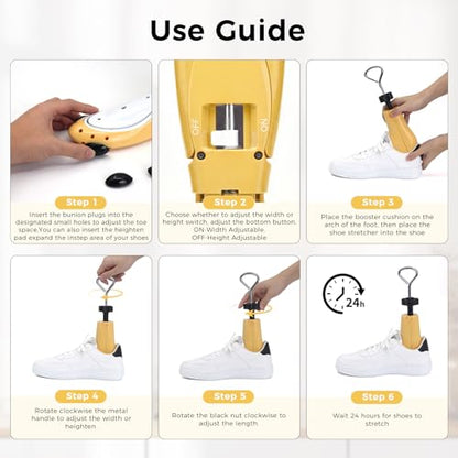 Shoe Stretcher Boot Stretcher Men Women, 2Pcs Adjustable for Wide Feet - color: Yellow, size: S (Men 4.5-7.5,Women 6-9)