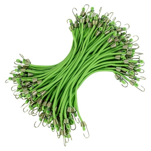 50 Pack Small Bungee Cords with Hooks, 10" Elastic Straps for Outdoor Camping, Tents, Tarps, Bikes, RV, Luggage Roof Racks, Cargo, Green - size: 50pcs-10"
