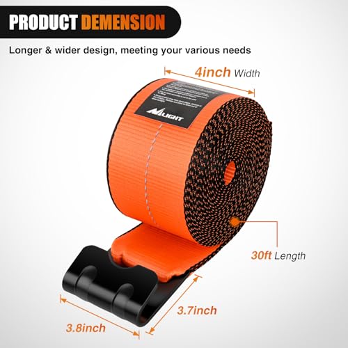 Nilight Truck Straps 4" x 30' Heavy Duty Tie Down with Flat Hooks - color: 4in x 30ft Truck Straps 4PCS Orange