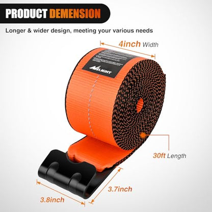 Nilight Truck Straps 4" x 30' Heavy Duty Tie Down with Flat Hooks - color: 4in x 30ft Truck Straps 4PCS Orange