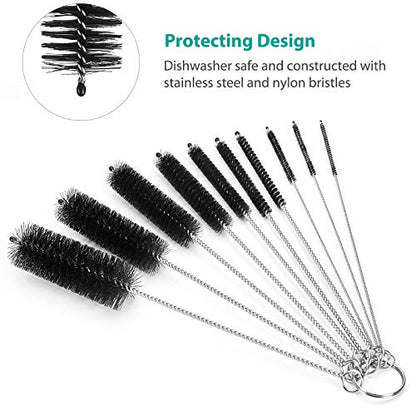 CiaraQ Bottle Cleaning Brushes, 8 Inch Nylon Tube Brush Set - color: Black, size: 8.0 Inch (10pcs)