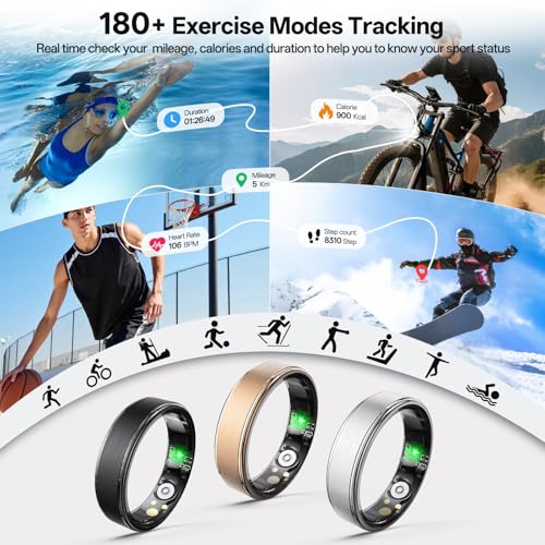 Smart Ring for Women & Men, Health Fitness Tracker Ring - color: Silver, size: 13#