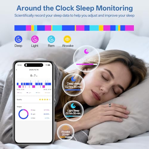 Smart Ring for Women and Men, Fitness Health Tracker Ring - color: Rose Gold, size: 9#