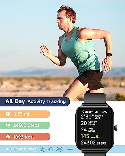 1.95" Smart Watch for Men Women with ALEXA, Fitness Watch for Android iOS - color: Black