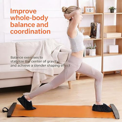 Sliders for Working Out Slide Board Mat with End Stops, Booties & Carrying Bag for Low-Impact Indoor Home Workouts Pot Training Fitness and Improve Balance Ability